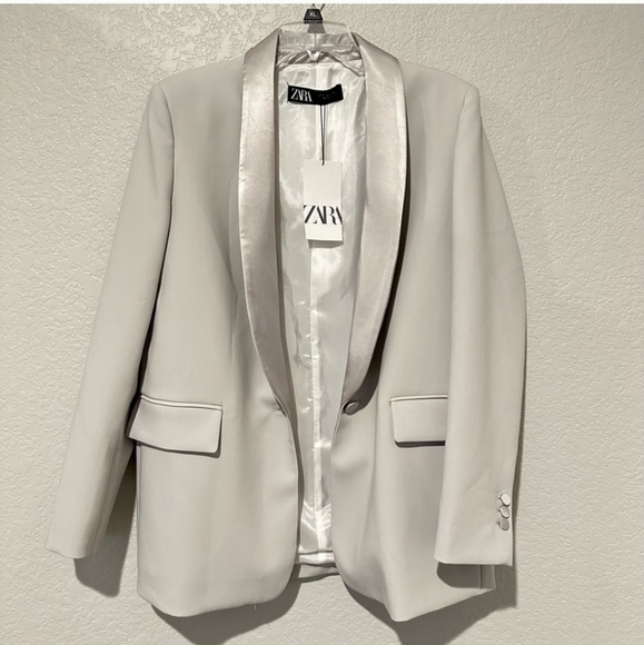 Zara * Satin Effect Blazer Jacket Gray size XS and S New - Picture 13 of 13
